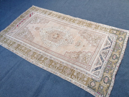 Oushak turkish rug, vintage turkish rug,oushak vintage rug,vintage rug,kitchen rug, vintage anatolian rug,unique hand made bohemian 8'4x4'9