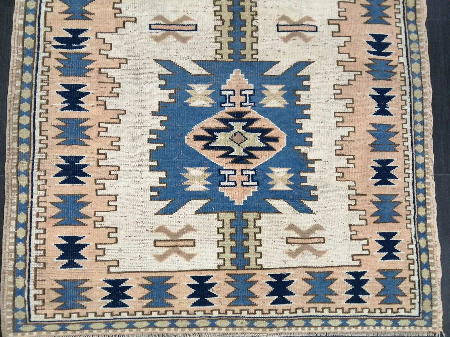 Oushak Runner Rug 6.2 x 4.1 Turkish Runner Rug Vintage Runner Rug Hallway Runner Rug Kitchen Runner Rug Blue Wool  Rug Wool Oushak Rug