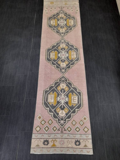 Vintage Hallwa Runner Rug Turkish Runner Rug 2.8 x 10.7 Vintage Runner Rug Oushak Runner Rug Kitchen Runner Wool Runner Rug Wool Rug