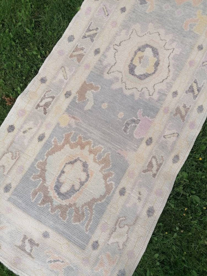 3x13 feet long oushak runner rug,turkish new production vintage oversize runner rug, hallway runner, kitchen runner, handmade wool runners