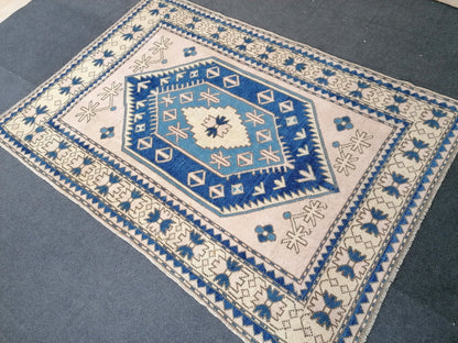 4.9 x 6.10 Turkish rug, vintage turkish soft color rug, oushak rug