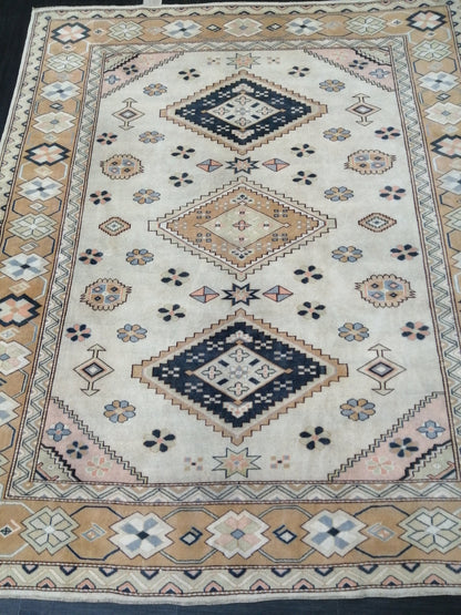 Oriental RUG 7.7 x 9 Oushak Rug Turkish Vintage Persian Rug Navy Vintage Rug Fine Wool Oushak Rugs 8x9 Turkish Rug Muted Living room Rug