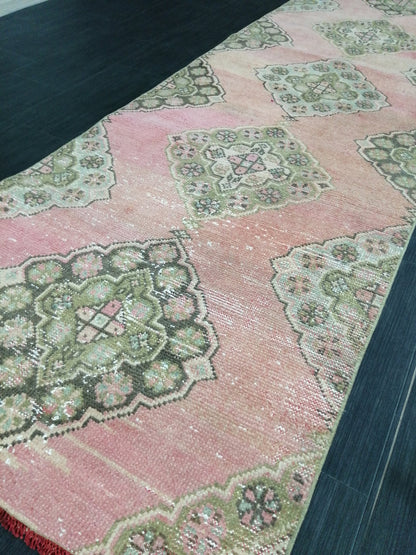 Vintage Oushak 10.2 x 2.9  Runner Rug Turkish Runner Rug Vintage Runner Rug Hallway Runner Rug Kitchen Runner Rug Wool Runner