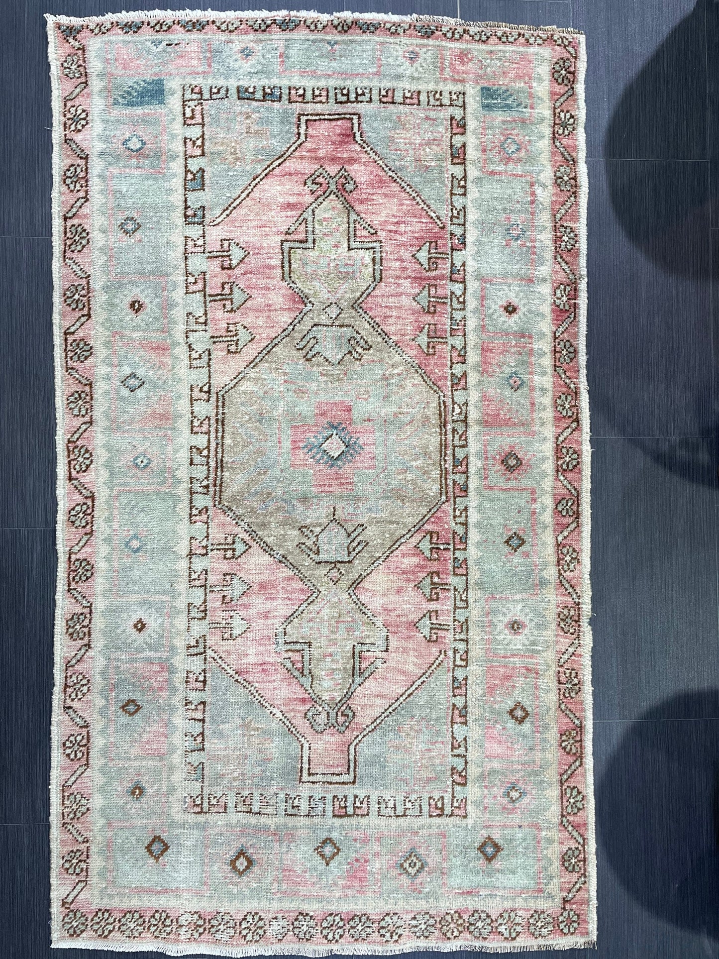 Handmade Rug, Hand Knotted 3x5.4 Rug, ShabbyChic Rug,Rustic Rug, OUSHAK Rug, Turkish Rug, Farmhouse Rug,Vintage Rug, Minimalist Rug