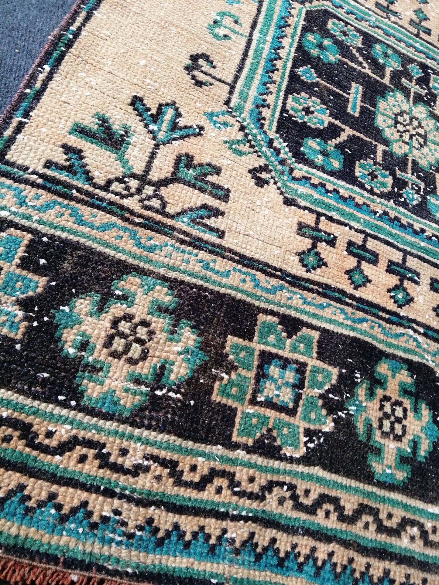 2.9 x 11.8 wool Oushak Runner Rug Turkish Runner Rug Vintage Runner Rug 3x12 Hallway Runner Rug Kitchen Runner Rug Handmade Wool Runner Rug