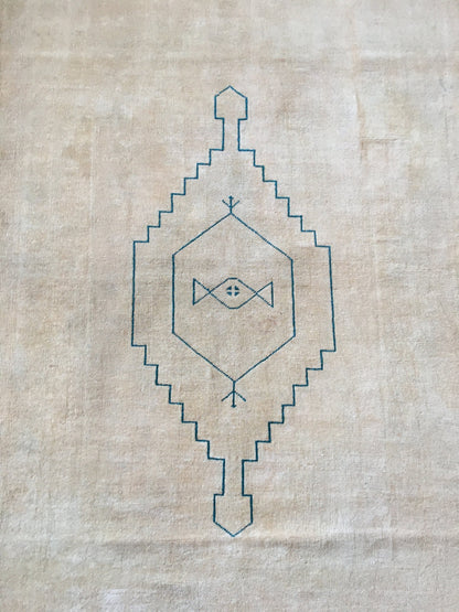 4x7 feet natural muted soft colors wool rug, large oushak bedroom rug, handmade wide living room floor rug, turkish office rug, bathroom rug