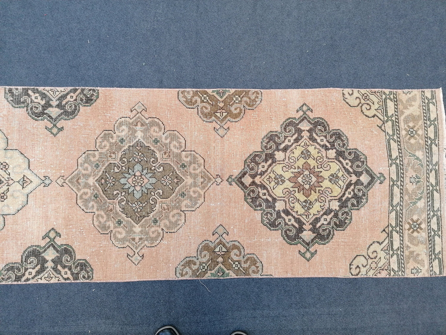 2'5x12'5 runner rug, oushak wool runner rug, vintage handmade runner, hallway runner rug, kitchen runner rug