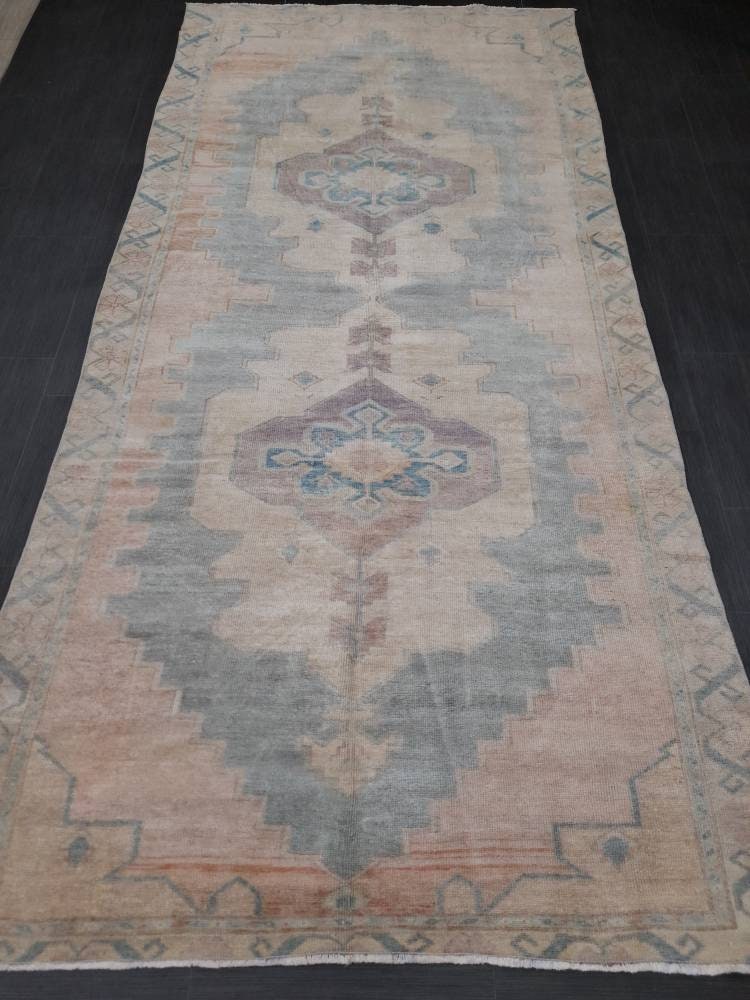 Vintage Wool Rug 5 x 10.8 Turkish Oushak Rug Muted Rug Muted Vintage Turkish Rug  Oriental Rug, Vintage Rug Soft Wool Rug
