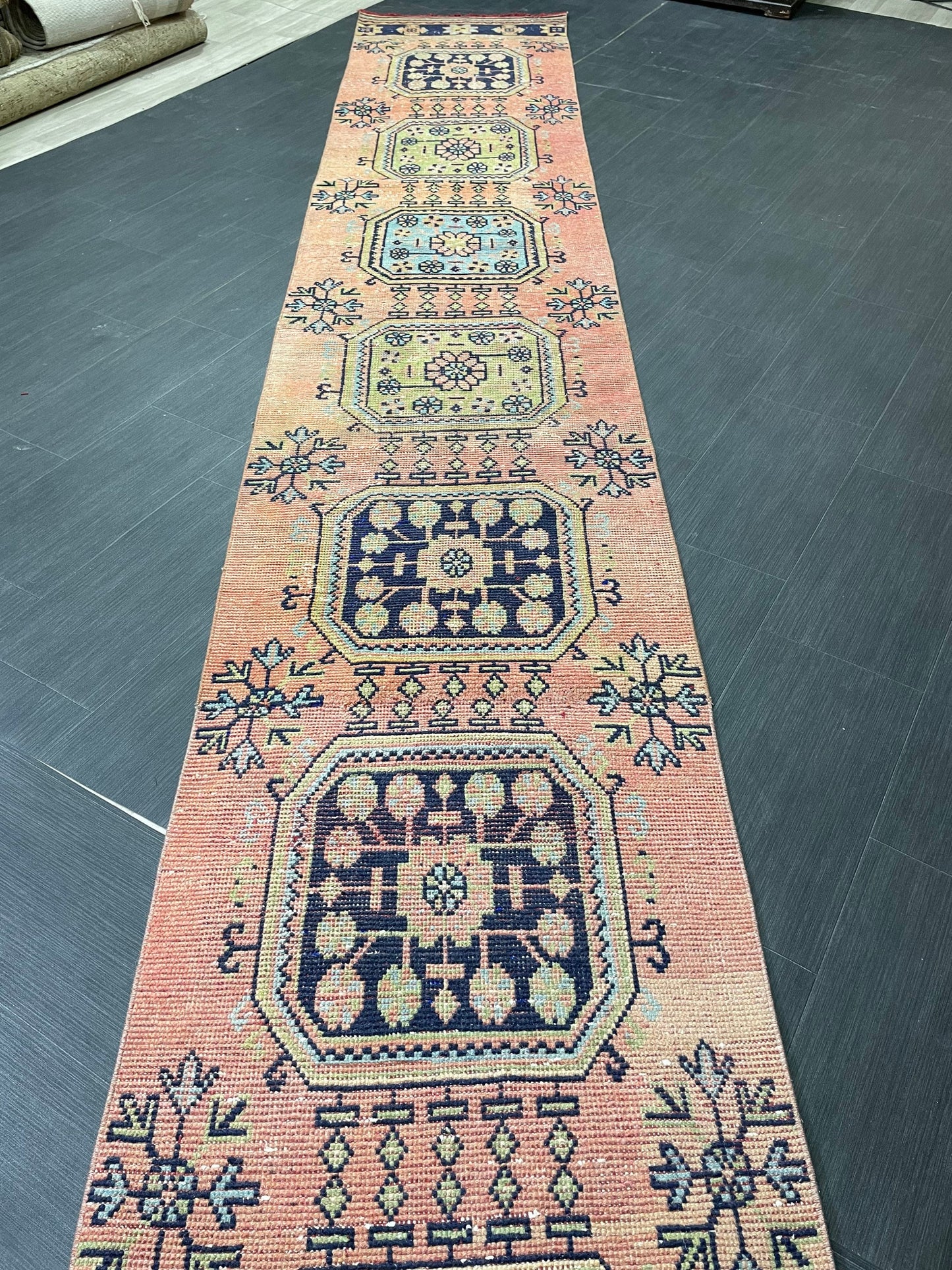 Staircase Runner Rug 2.5 x 21.5 Extra Long Wool TURKISH Runner Rug Vintage Runner Rug Oriental Runner Rug Wool Runner Hand Knotted Runner