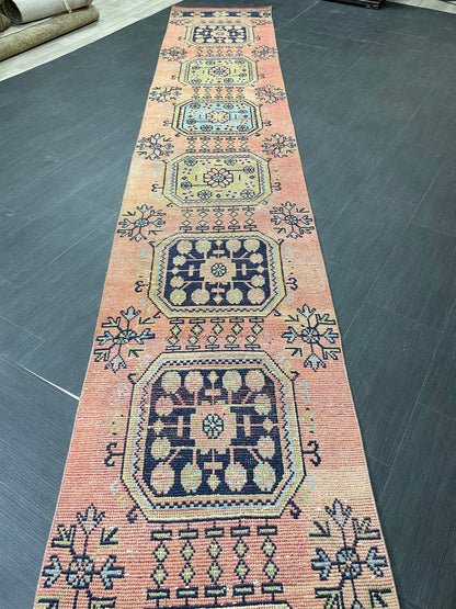 Staircase Runner Rug 2.5 x 21.5 Extra Long Wool TURKISH Runner Rug Vintage Runner Rug Oriental Runner Rug Wool Runner Hand Knotted Runner