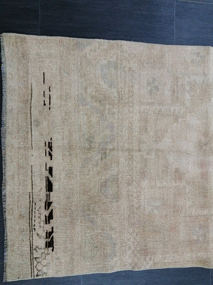 Muted Oushak Runner 2.7 x 9.8 Rug Turkish Runner Rug Faded Vintage Runner Rug Hallway Runner Rug Neutral Kitchen Runner Rug Wool Runner Rug