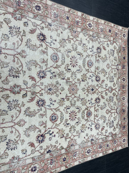 Vintage Rug TURKISH 4.6 x 7.7 Rug Handmade Rug Vintage Persian Rug Oushak Rug  Hand Knotted RugTurkish Rug Vintage Oushak Rug, Wool Rug
