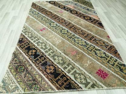 Hand Made Patchwork Rug, Oushak Rug, Rustic Rug, Bohemian Rug, Rug Runner, Turkish Rug, Farmhouse Rug, Vintage Rug, Wool rug