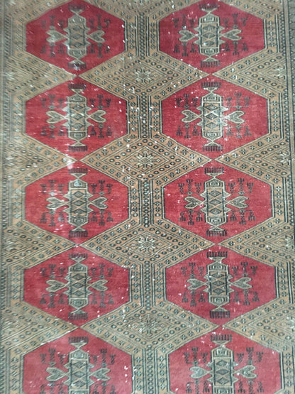 3.9x5.5 feet handmade persian rug, medium size faded brown kitchen rug, living room middle rug,laundry wool rug, turkish oushak red wide rug