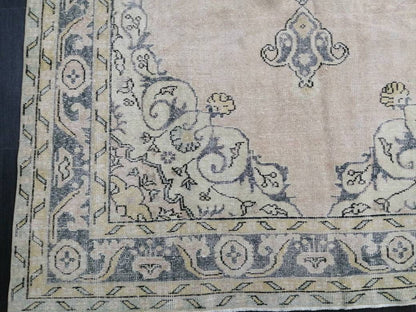 Antique OUSHAK RUG 6.5 x 11.3 Distressed TURKISH  Rug Muted Vintage Rug ,Vintage  Rug Wool Oushak Rug Hand Made Rugs Vintage Muted Rug
