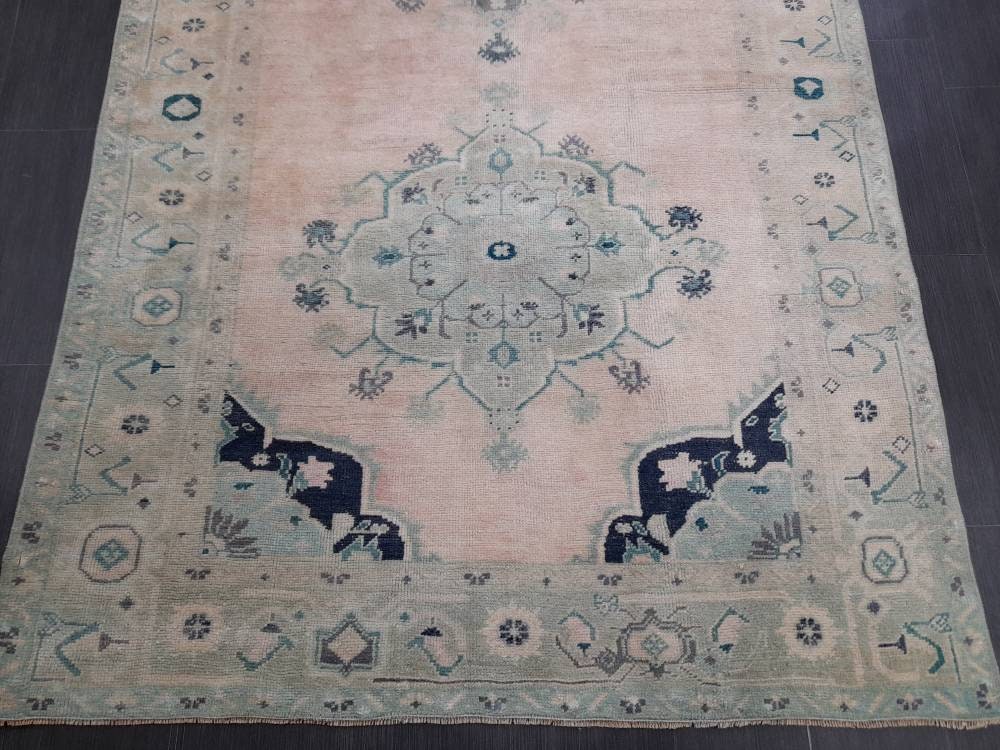 Muted Persian RUG Vintage Oushak Rug Large 5 x 10.5 Vintage Rug Wool Oriental Rug Hand Knotted Rugs Vintage Turkish Rug Muted Rug 5x10 rug