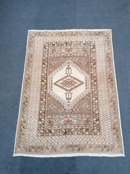6'x4'6 vintage turkish rug oushak wool rug, vintage anatolian bohemian rug,unique hand made