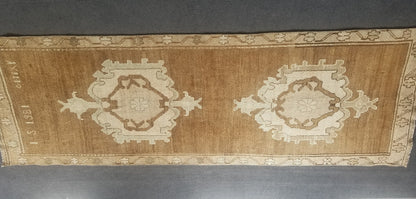 Neutral wool runner rug 3'3x9'5 oushak runner rug unique handmade rug kitchen runner