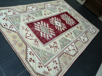 9.3 x 6.5 OUSHAK RUG TURKISH Oushak Rug Vintage Oushak Runner Rug Vintage Runner Rug Wool Oushak Rug Hand Made Rugs Vintage Turkish Rug