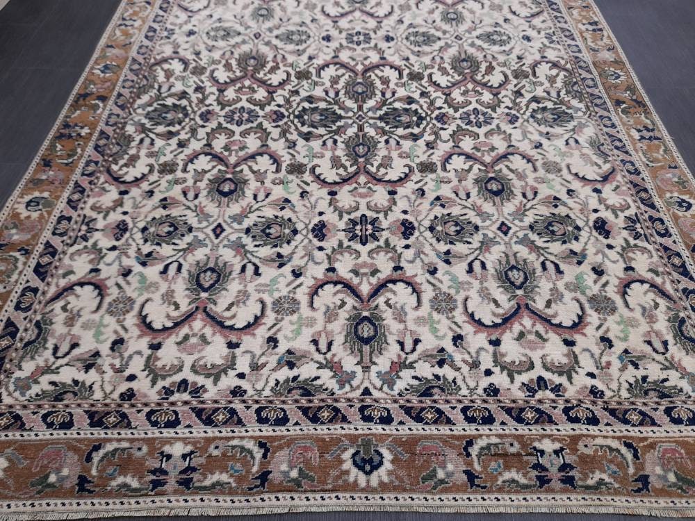 Vintage Oriental RUG 6.3 x 10.8 Oushak Rug Persian Rug Navy Vintage Rug Fine Oushak Rugs Antique Turkish Rug Muted Turkish Rug
