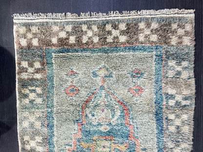 Antique Rug, Vintage Shaggy 3.7 x 5.9 Rug, High Wool Pile Rug,Plush Rug,Handmade Rug,Hand Knotted Rug,One Of A Kind Rug, Nomad Rug, Rear Rug