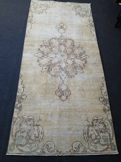 4x9 Oushak Runner Rug Turkish Runner Rug Vintage Runner Rug Hallway Runner Rug Beige Kitchen Runner Rug Wool Runner Rug Wool Rug