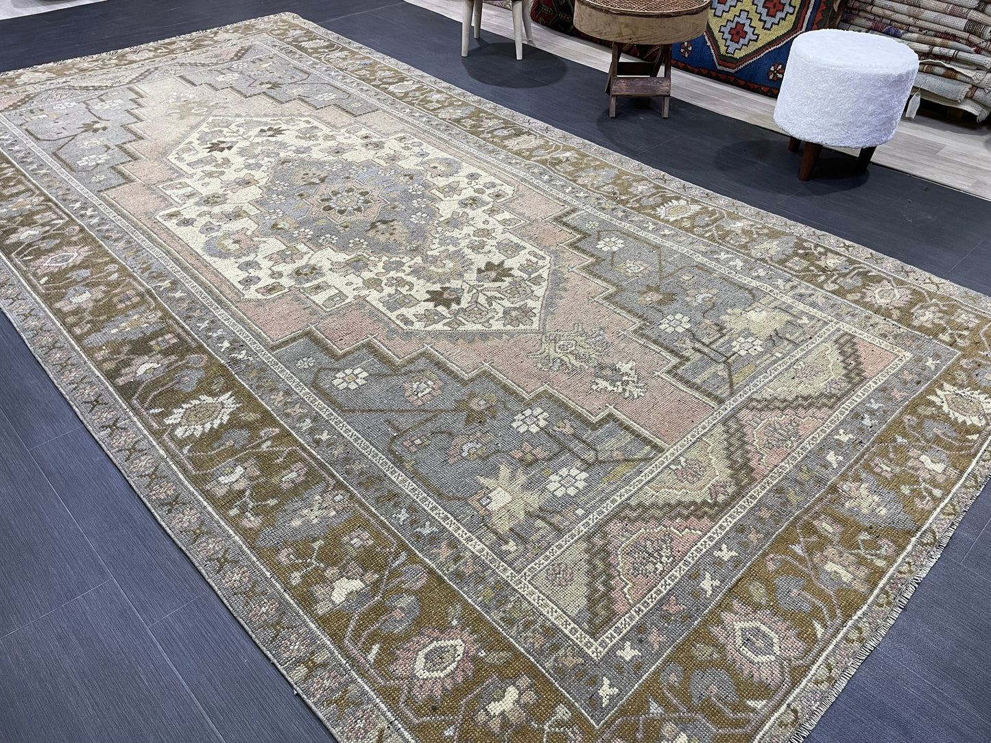 Handmade Rug, 5.7 x 10.9 Hand Knotted Rug, Oushak Rug, Rustic Rug, Bohemian Rug, Turkish Rug, Antique Rug, Vintage Rug, Wool rug