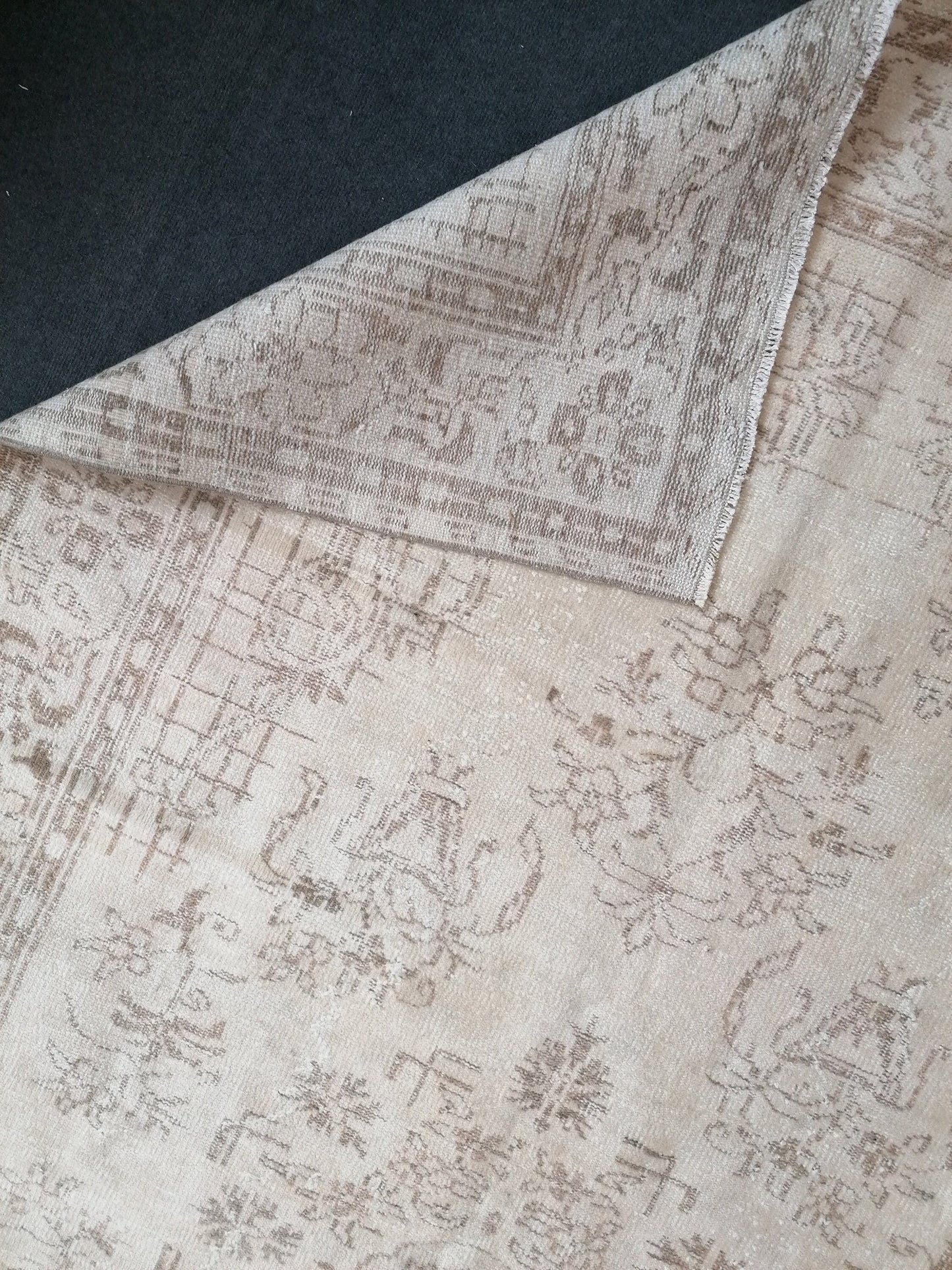 Natural oushak rug 6x10'2 large muted turkish rug, pastel vintage rug, hand made wool oushak rug, living room rug, bohemian rug