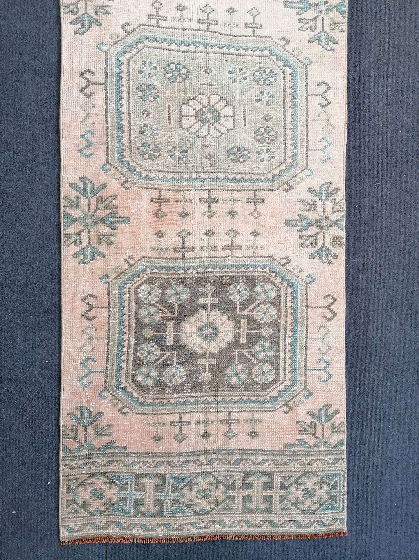 2.6 x 10.8 turkish runner rug, vintage oushak runner rug ,kitchen runner rug, hallway runner rug