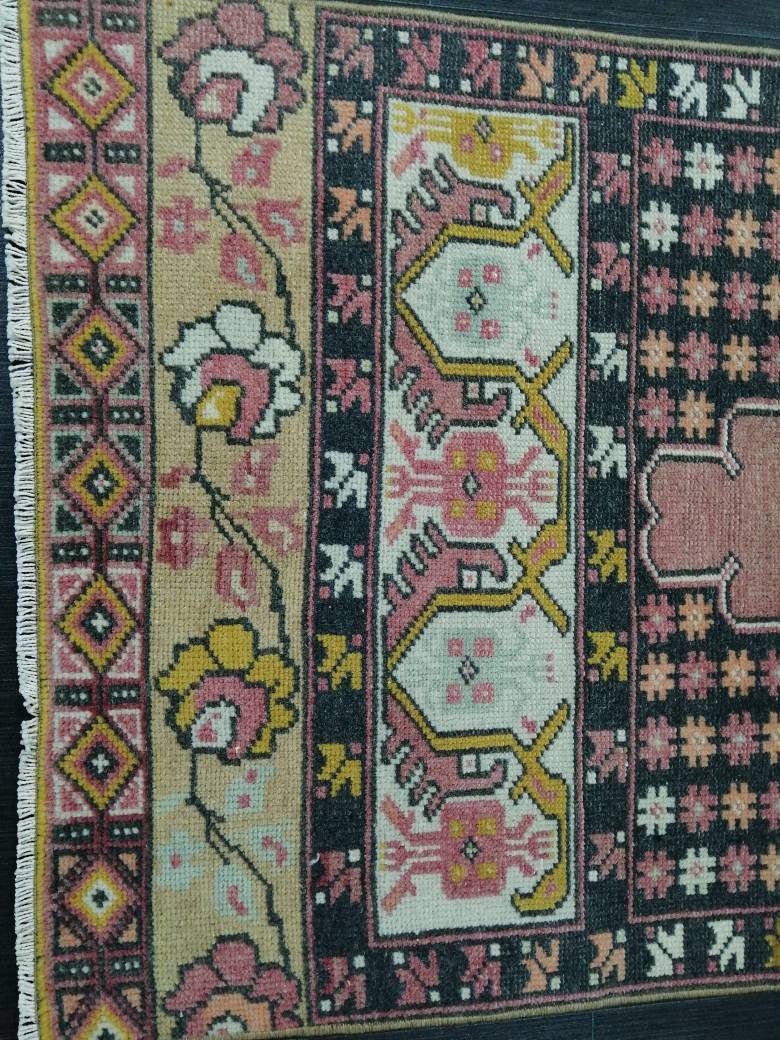 Pink Oriental Runner 2.4 x 8.7 Runner Hand Made TURKISH Runner Vintage Runner Muted Vintage Persian Muted Runner Rug Excellent Condition Rug
