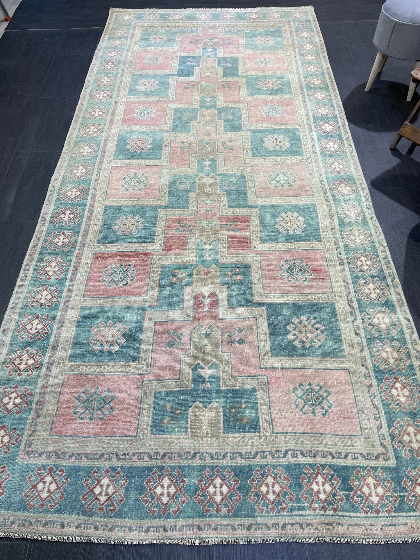 TURKISH Oushak Rug, Vintage Oushak 5 x 11 Rug Wool Hand Knotted Rug Handmade Rugs, Authentic Oushak Rug Fun Rug one of a kind rug