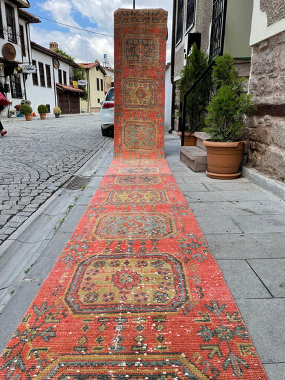 Long Vintage Runner Stairs Runner Rug 2.6 x 22.3 Handmade Runner Rug XL Oriental Runner Rug Staircase Hand Knotted Runner rug