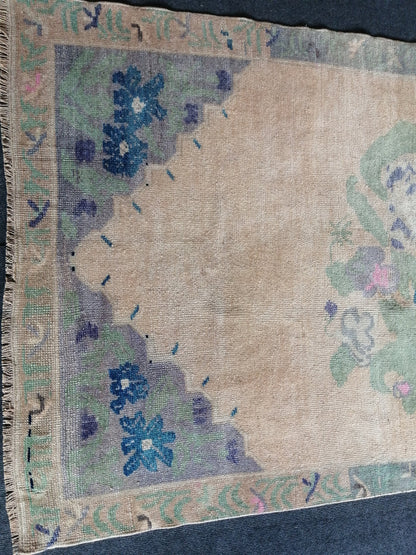 3.5 x 6.7 OUSHAK RUG TURKISH Oushak Rug Vintage Oushak Runner Rug Vintage Runner Rug Wool Oushak Rug Hand Made Rugs Vintage Turkish Rug 4x7