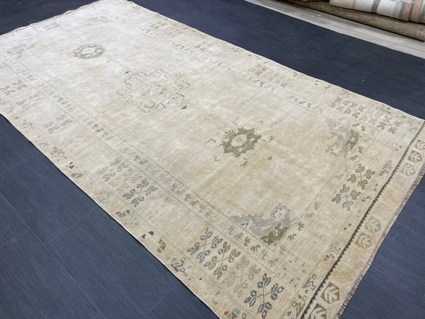 Muted Wool OUSHAK RUG TURKISH 4.8 x 9.4 Rug Muted Persian Rug Vintage Oriental Rug Vintage Handmade Rug Wool Vintage Hand Knotted Rug