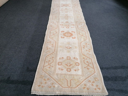 Muted hallway runner rug, 2'5x10'2 turkish wool runner vintage handmade runner rug,  kitchen runner rug