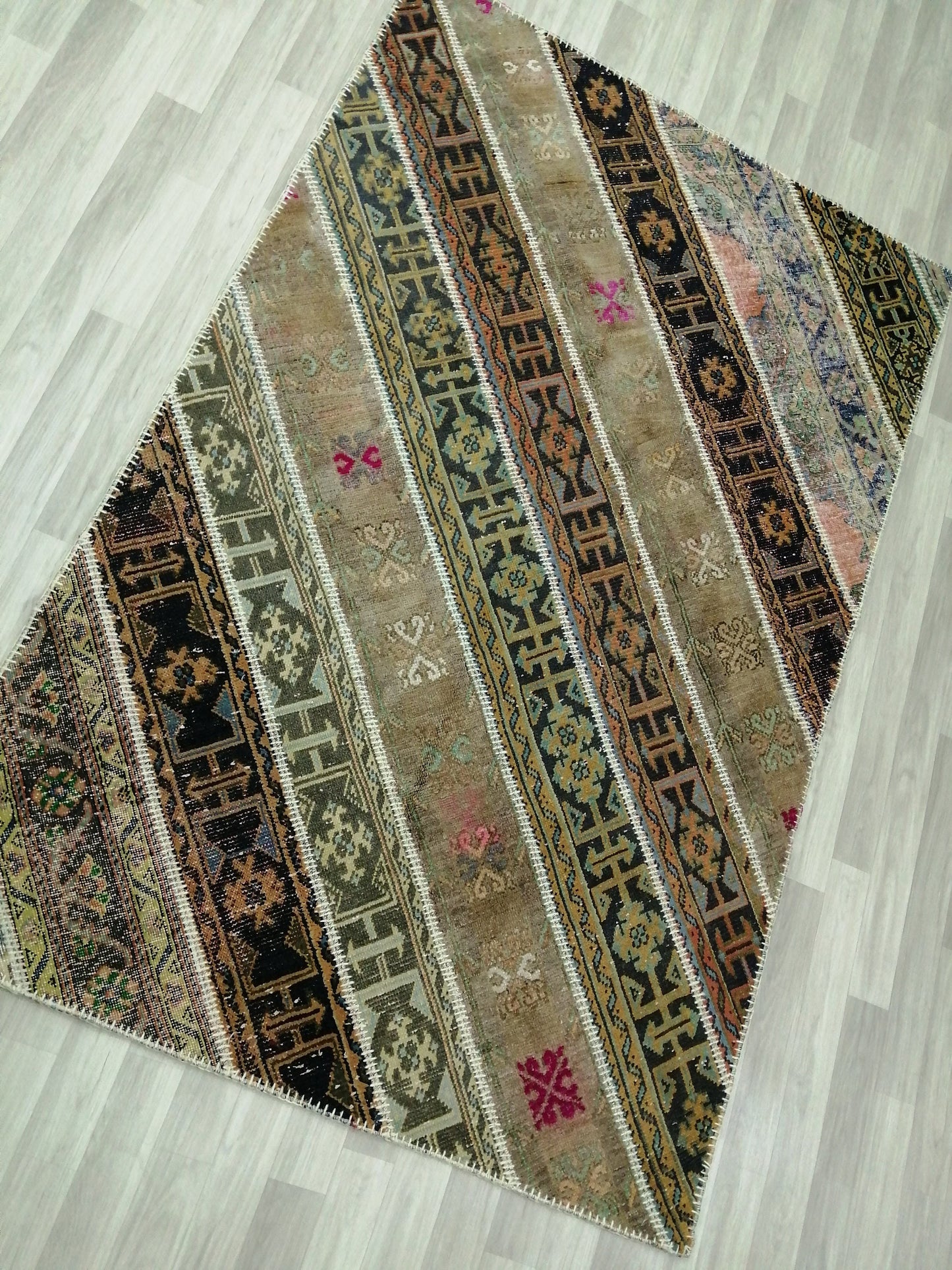 Hand Made Patchwork Rug, Oushak Rug, Rustic Rug, Bohemian Rug, Rug Runner, Turkish Rug, Farmhouse Rug, Vintage Rug, Wool rug