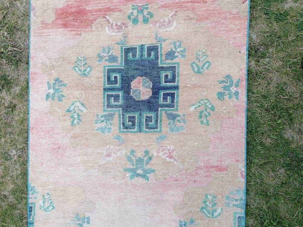 3x11'9 wool oushak runner rug turkish handmade runner, vintage runner rug hallway runner rug kitchen runner