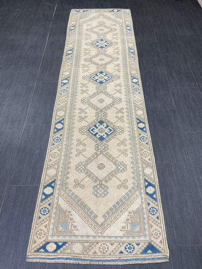 Muted Vintage Runner Rug Hallway 2.5 x 9.3 Runner Rug Kitchen Rug Runner Wool Runner Rug Oushak Runner Rug Turkish Runner Medium Wool Pile