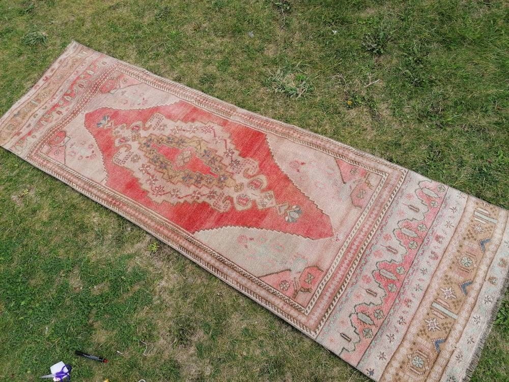 2'7x8'2 wool oushak runner rug hallway handmade runner, vintage runner rug turkish runner rug kitchen runner
