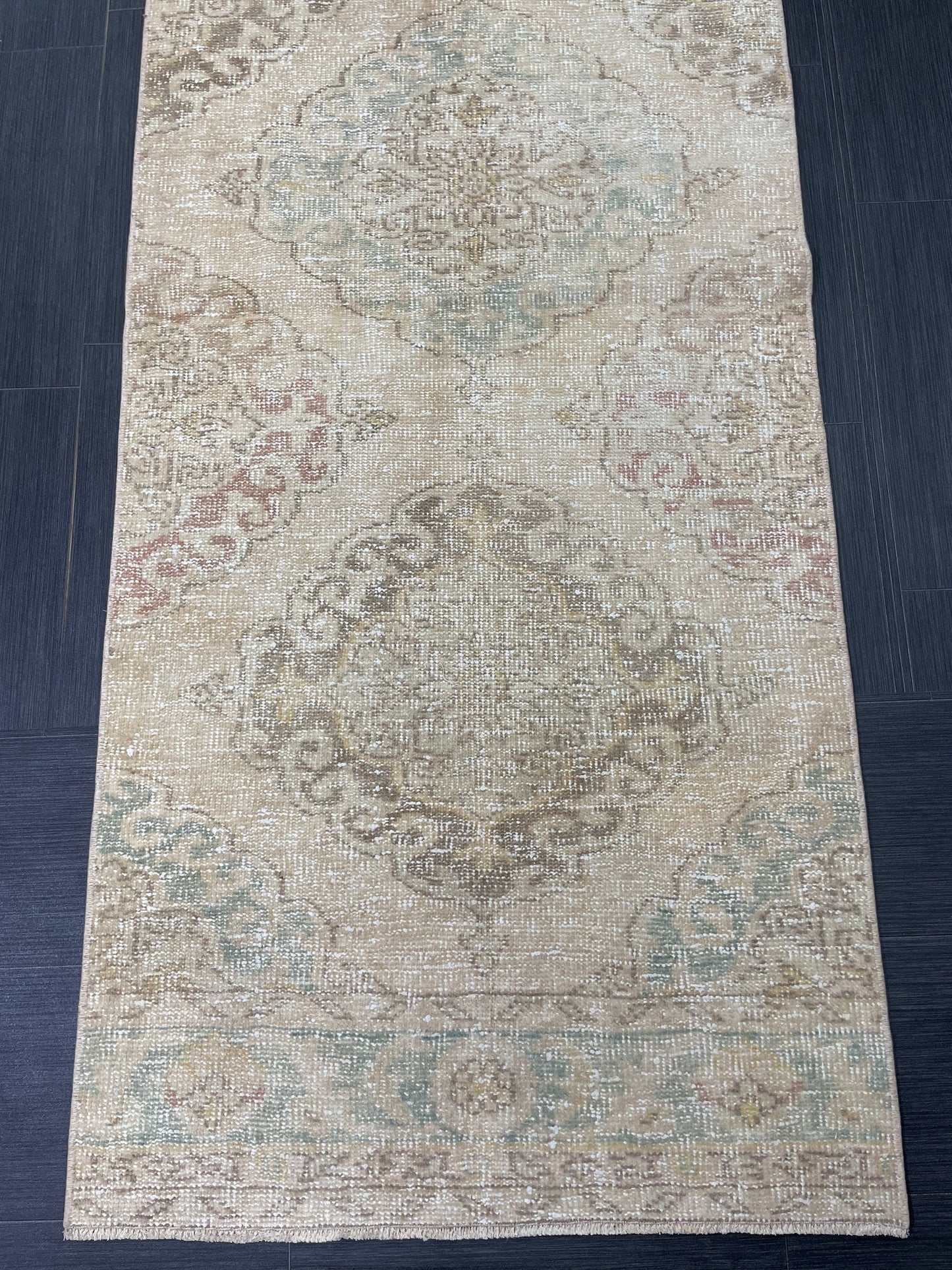 MUTED Runner Rug 2.8 x 12.7 Vintage Turkish Runner XL Vintage Natural Runner Rug Oushak Runner Rug Persian Soft Wool Runner