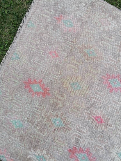 Hallway wool runner rug, handmade runner rug 2'10x6 blue bohemian rug, vintage oushak runner, turkish runner rug