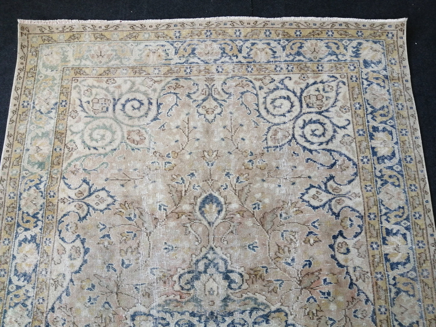 5.3 x 9 Vintage Rugs  TURKISH HAND MADE Rug Muted Vintage Turkish Rugs  Blue Persian Rug Turkish Oushak Rug, Vintage Oriental Rug, Wool Rug