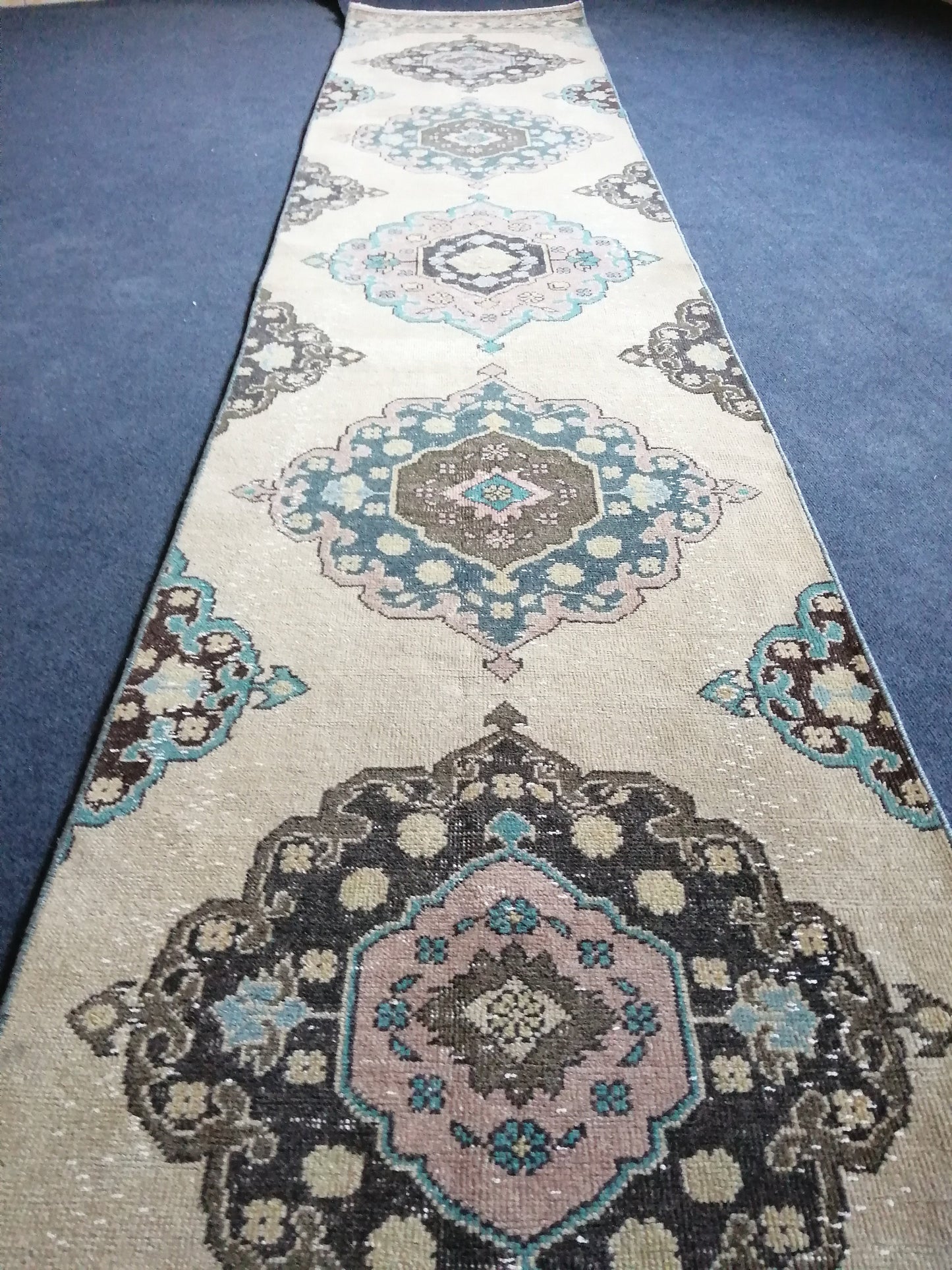 2.6 x 12.9Turkish Runner Oushak Runner Rug Rug Vintage Runner Rug Hallway Runner Rug Kitchen Runner Rug Wool Runner Rug