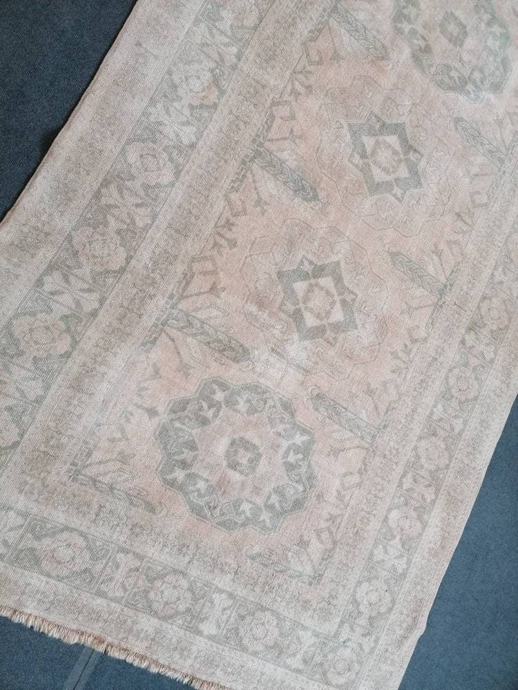 Oushak wool rug, muted large vintage rug 5'4x8'8 turkish hand made rug, bohemian rug