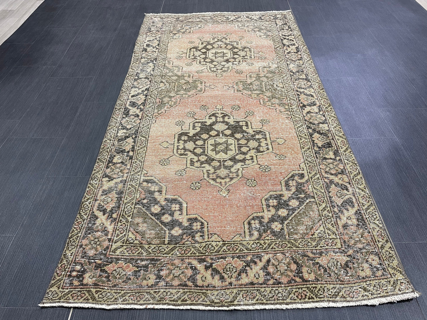 Turkish Oushak 3.4 x 6.8 Rug Handmade Rug, Rustic Rug Hand Knotted Rug Muted Turkish Rug, Farmhouse Rug, Vintage Rug, Wool rug