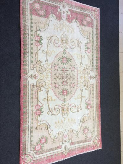 Turkish Rug, Pink Oushak Rugs, Oushak Rug, Wool Oushak Rug, Oushak Runner Rugs, Farmhouse Rug, Vintage Rug, Minimalist Rug, Hand Made Rug