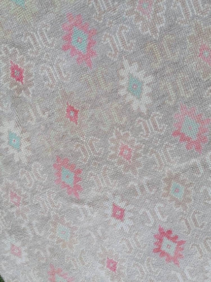 Hallway wool runner rug, handmade runner rug 2'10x6 blue bohemian rug, vintage oushak runner, turkish runner rug