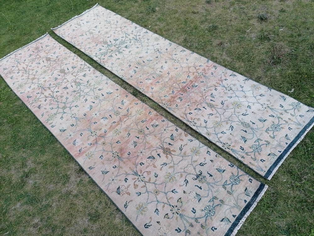 Wool oushak runner, turkish handmade runner, vintage runner rug 2'4x9'5 hallway runner rug kitchen runner