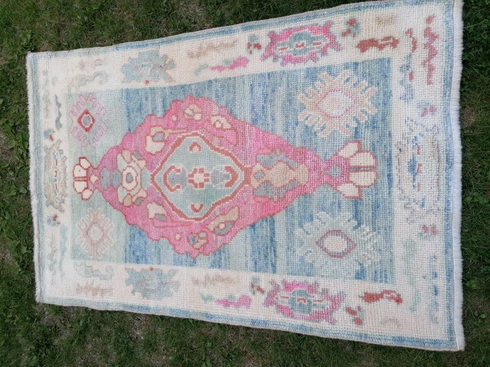 Oushak turkish wool rug 2'11x4'5 new production oushak handmade rug, living room rug, bohemian rug