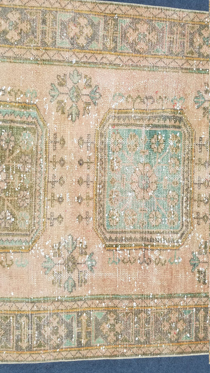 Oushak turkish rug, vintage rug, vintage oushak rug, vintage anatolian rug,unique hand made rug,kitchen rug  10'8x4'6